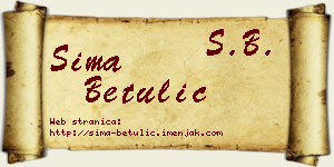 Sima Betulić vizit kartica